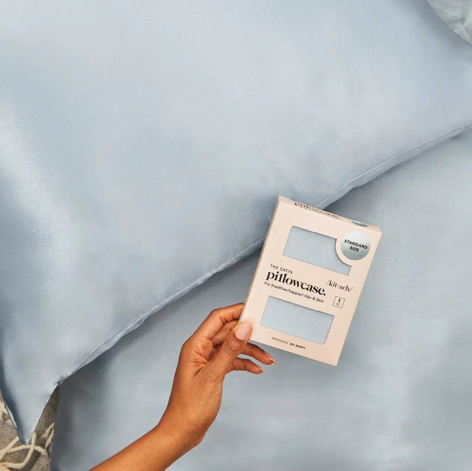 KITSCH Standard Satin Pillowcase - Haze Blue