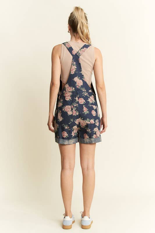 Floral Print Denim Romper
