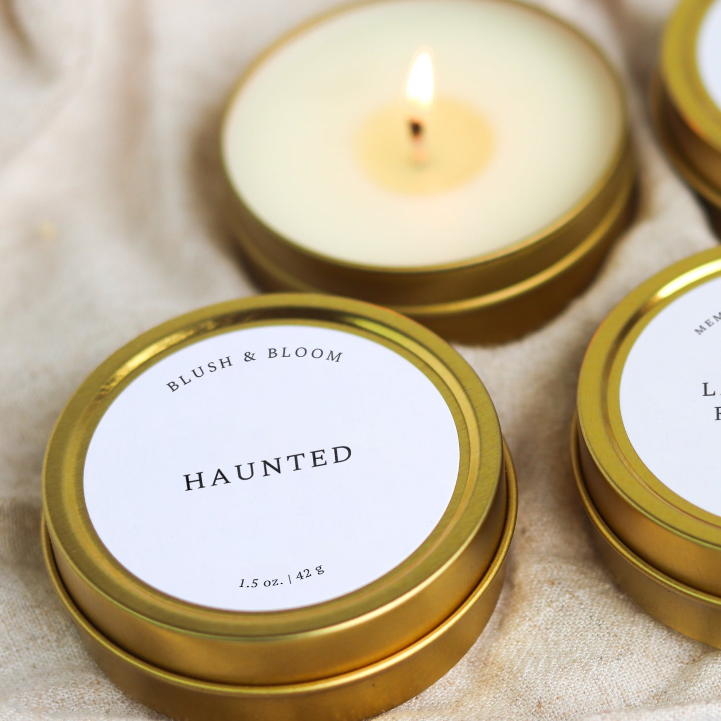 Haunted - 1.5 oz. Gold Tin Soy Candle