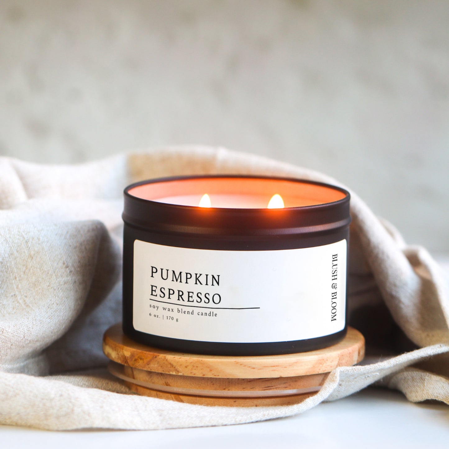Pumpkin Espresso - 6 oz. Black Soy Candle Tin