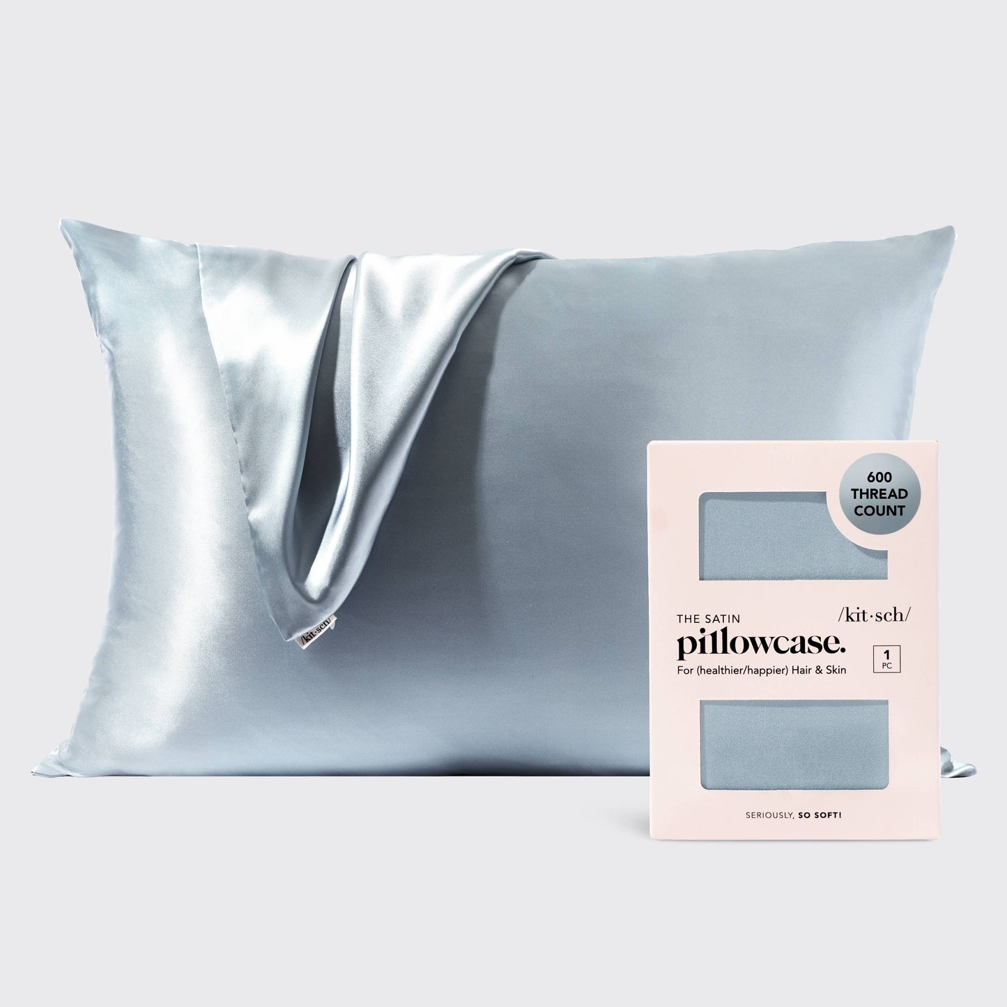 KITSCH Standard Satin Pillowcase - Haze Blue