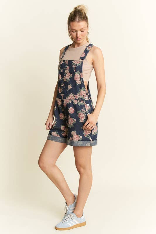 Floral Print Denim Romper