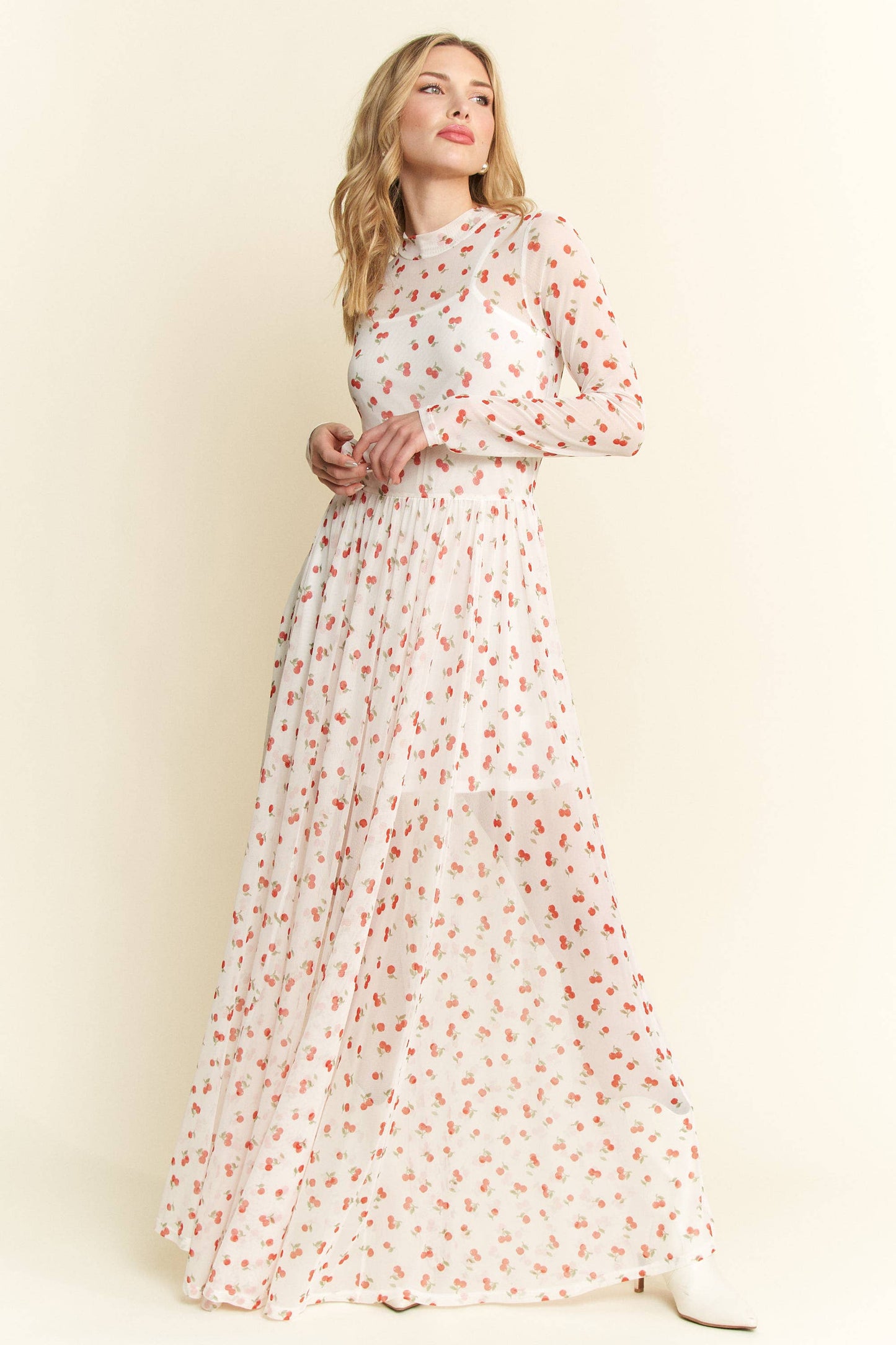 Cherry Print Maxi Dress