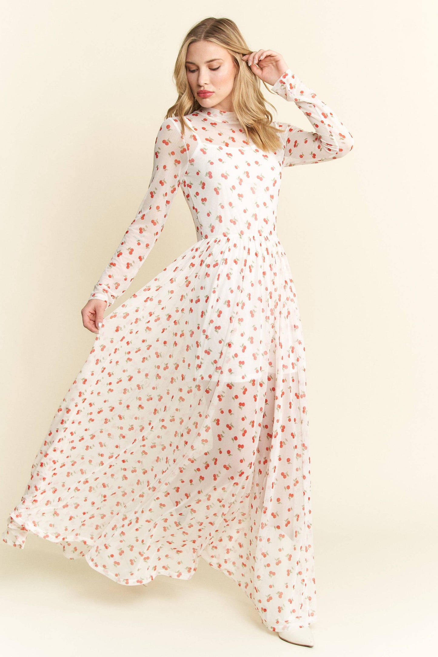Cherry Print Maxi Dress