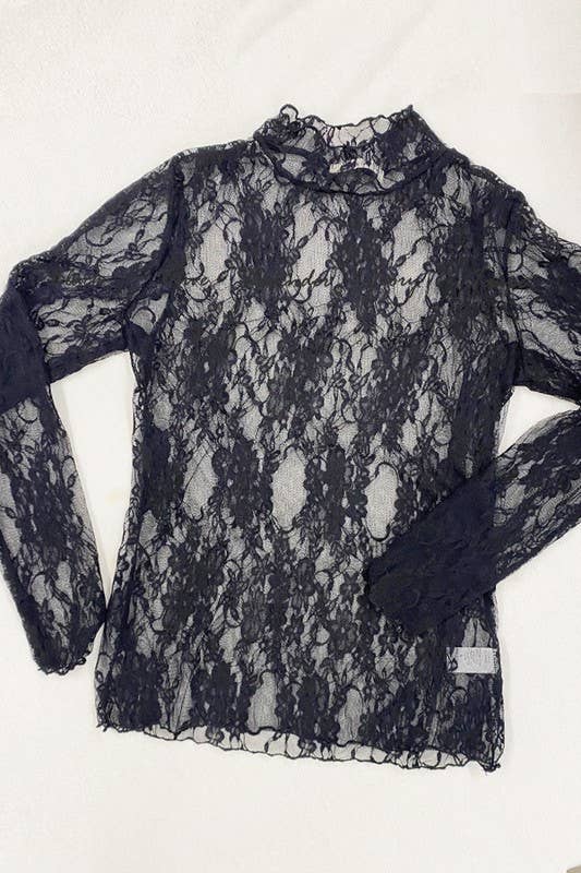 Floral Print Lace Long Sleeves Top