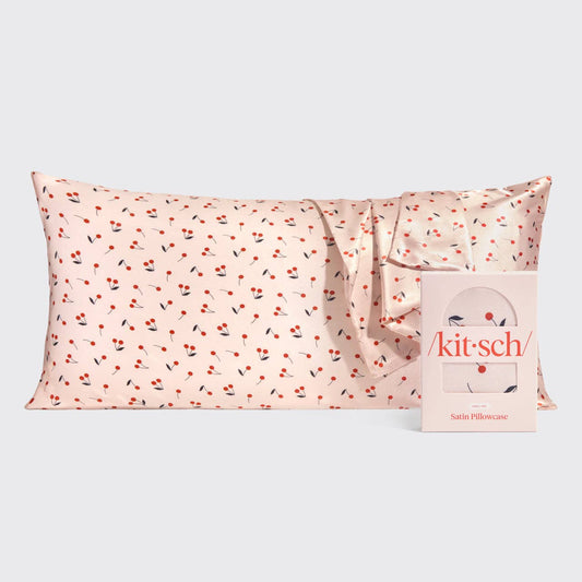 KITSCH Satin Pillowcase King - Cherry Print