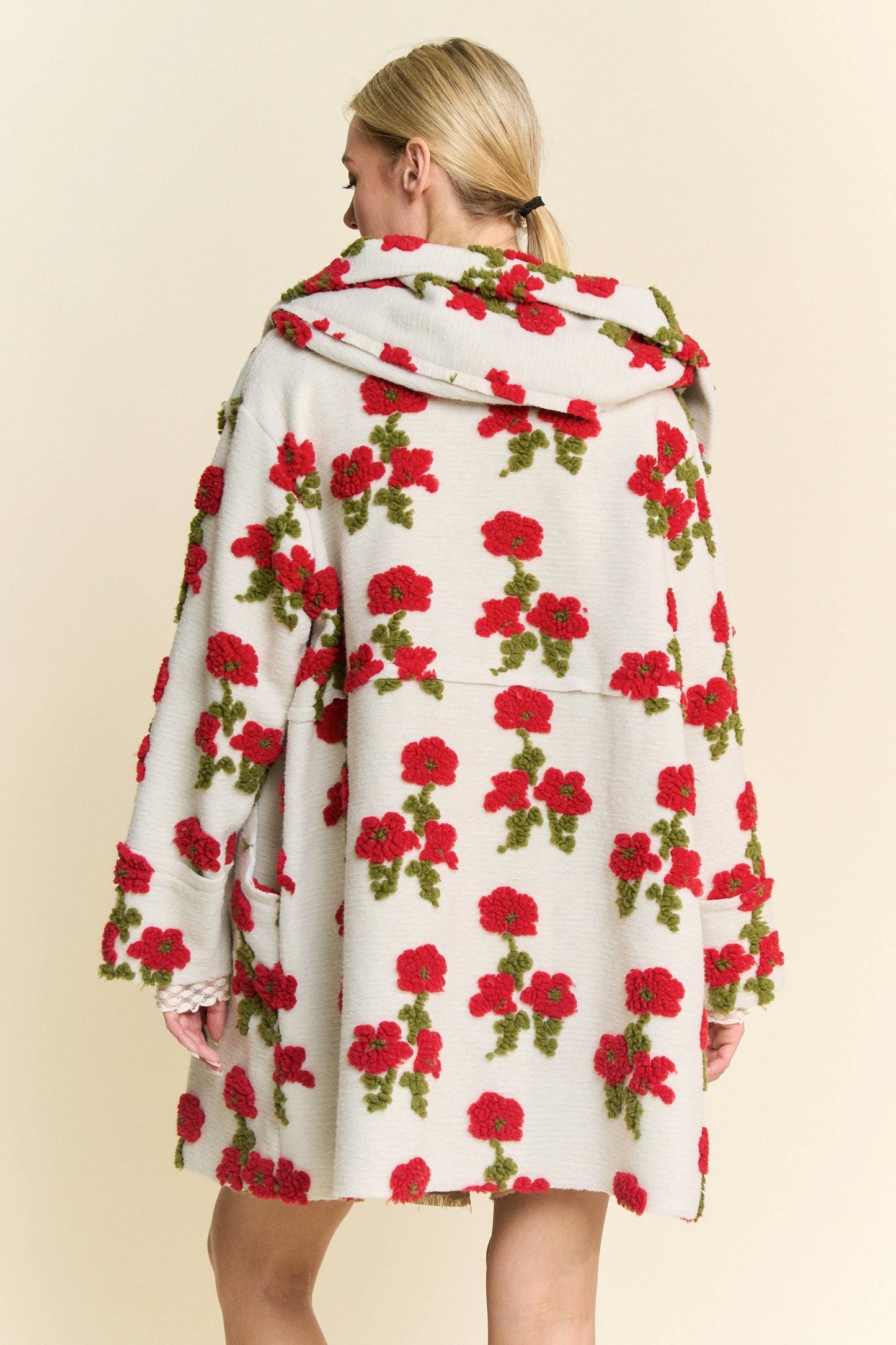 Floral Chunky Button Front Hoodie Jacket