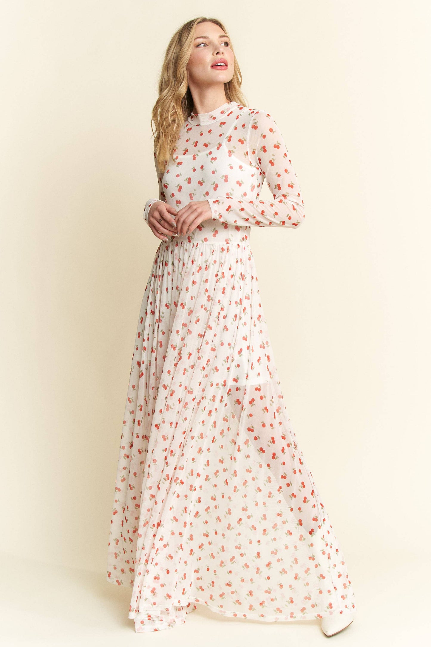 Cherry Print Maxi Dress