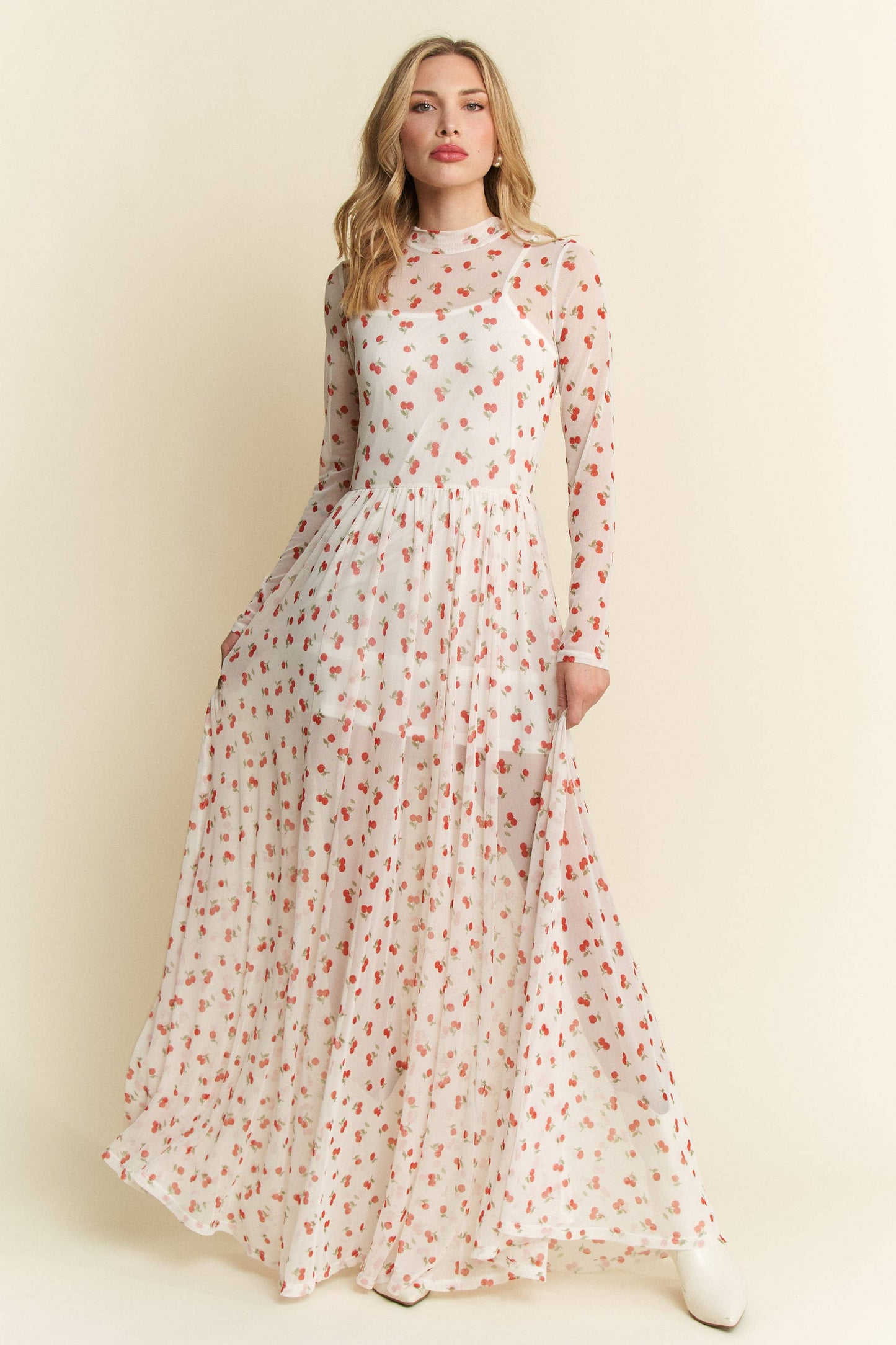 Cherry Print Maxi Dress