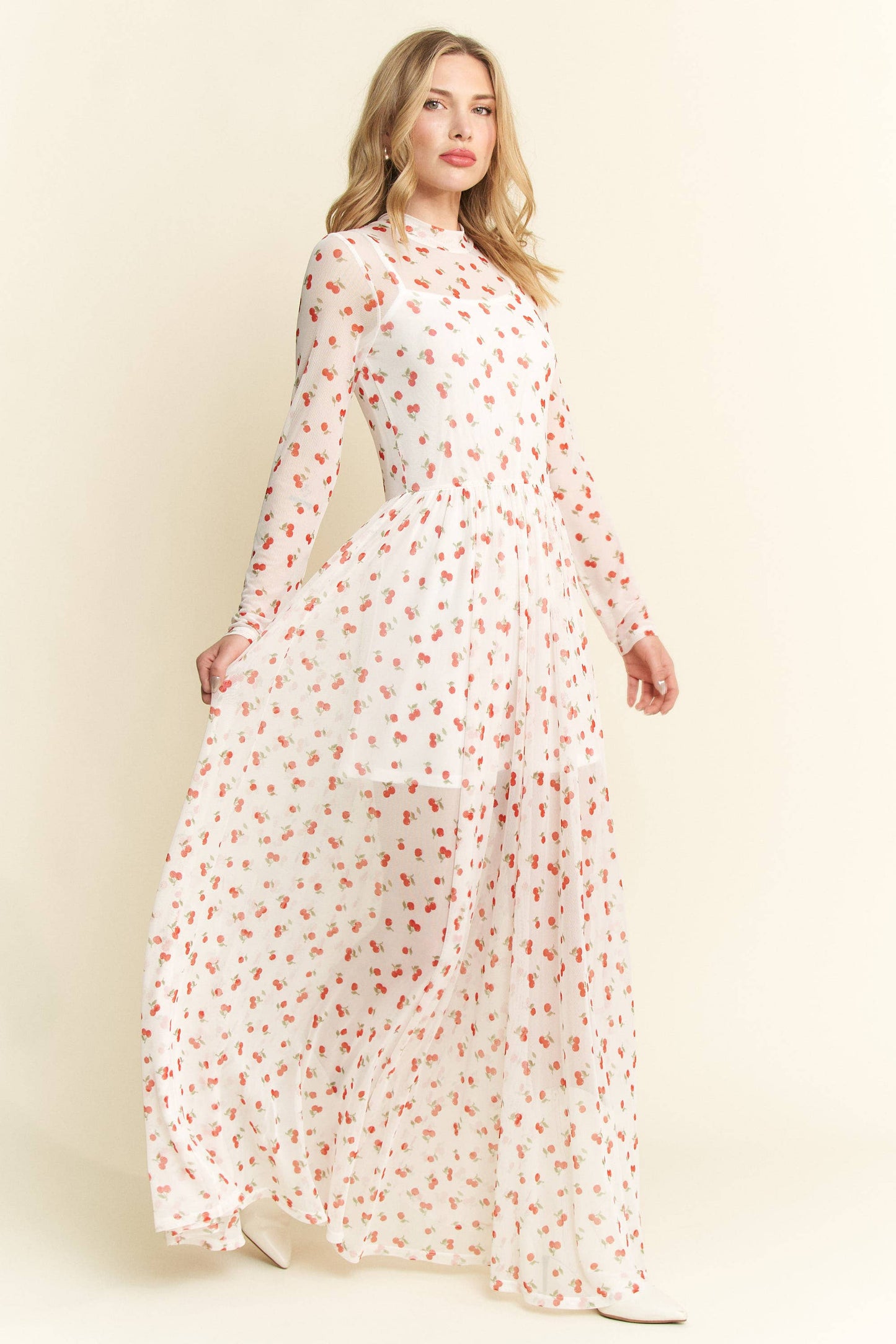 Cherry Print Maxi Dress