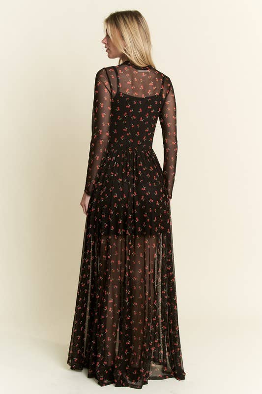 Cherry Print Maxi Dress