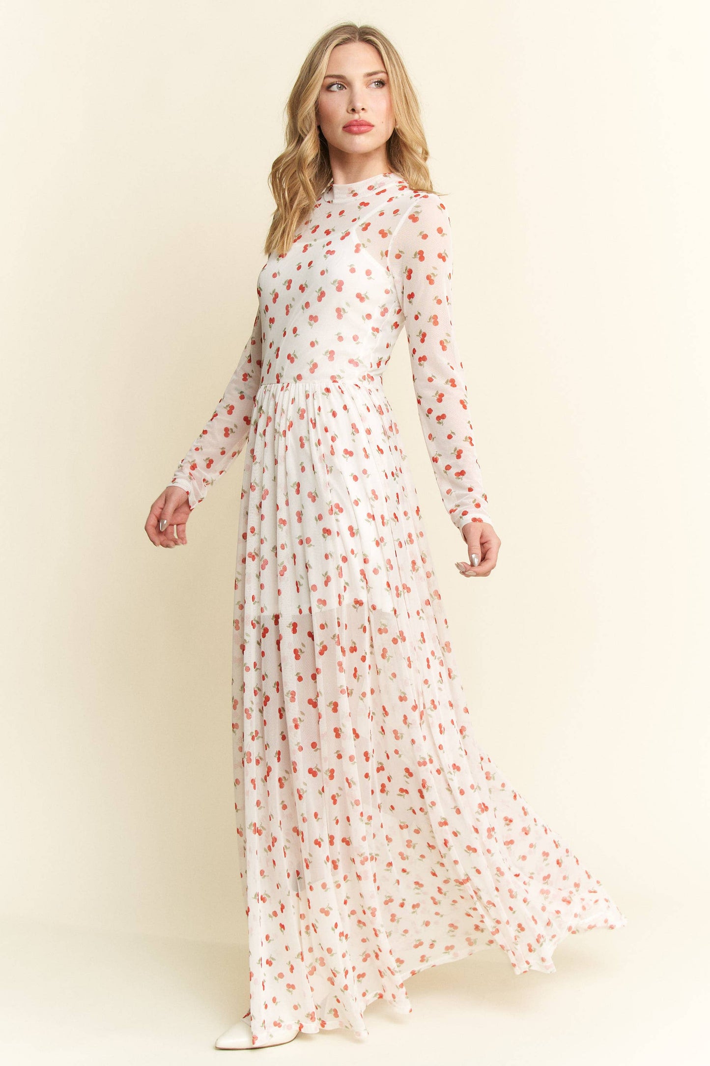 Cherry Print Maxi Dress