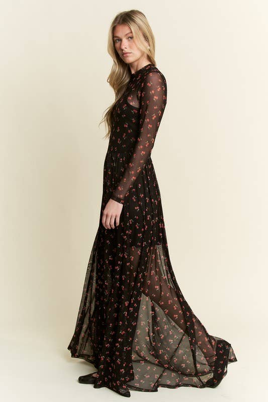 Cherry Print Maxi Dress