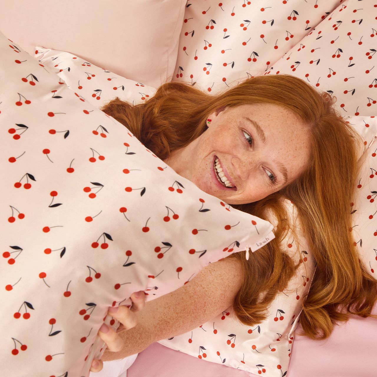 KITSCH Satin Pillowcase Standard - Cherry Print