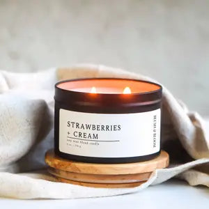 Strawberries + Cream - 6 oz. Matte Black Soy Candle Tin