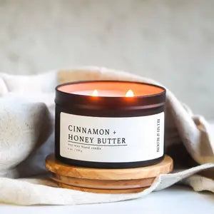 Cinnamon + Honey Butter - 6 oz. Matte Black Soy Candle Tin