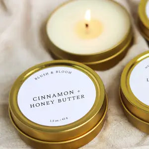 Cinnamon + Honey Butter - 1.5 oz. Gold Tin Soy Candle