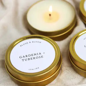 Gardenia + Tuberose - 1.5 oz. Gold Tin Soy Candle
