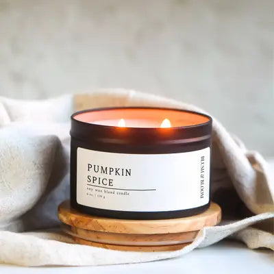 Pumpkin Spice - 6 oz. Matte Black Soy Candle Tin