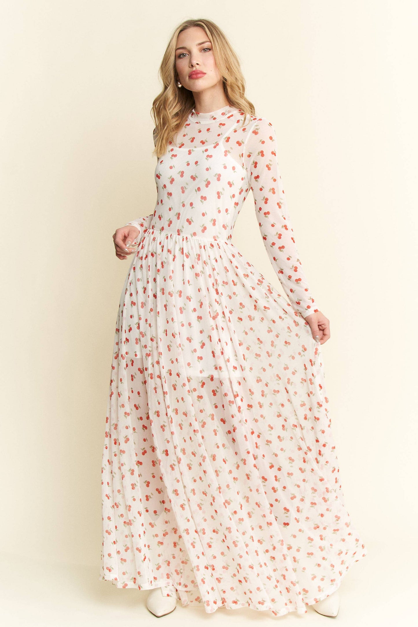 Cherry Print Maxi Dress
