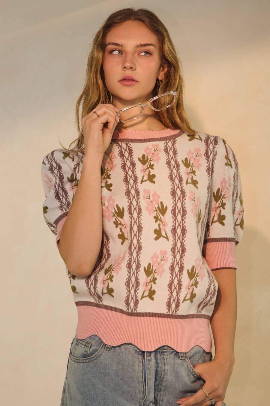 Plus Floral Jacquard Sweater