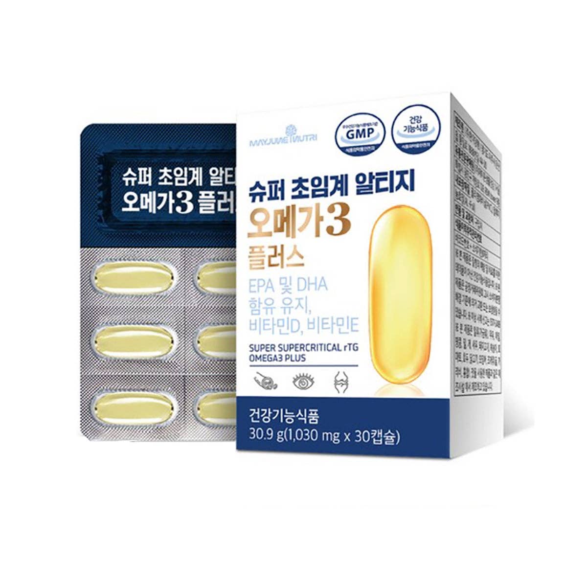 Korean Super Critical rTG Omega-3 Plus Vitamin D (30 Capsules)