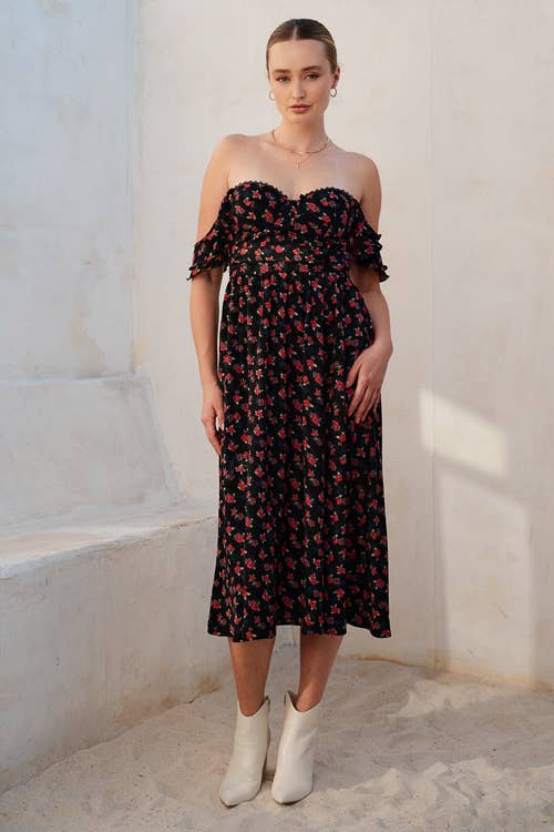 Jardin Enchanté Sweetheart Midi Dress