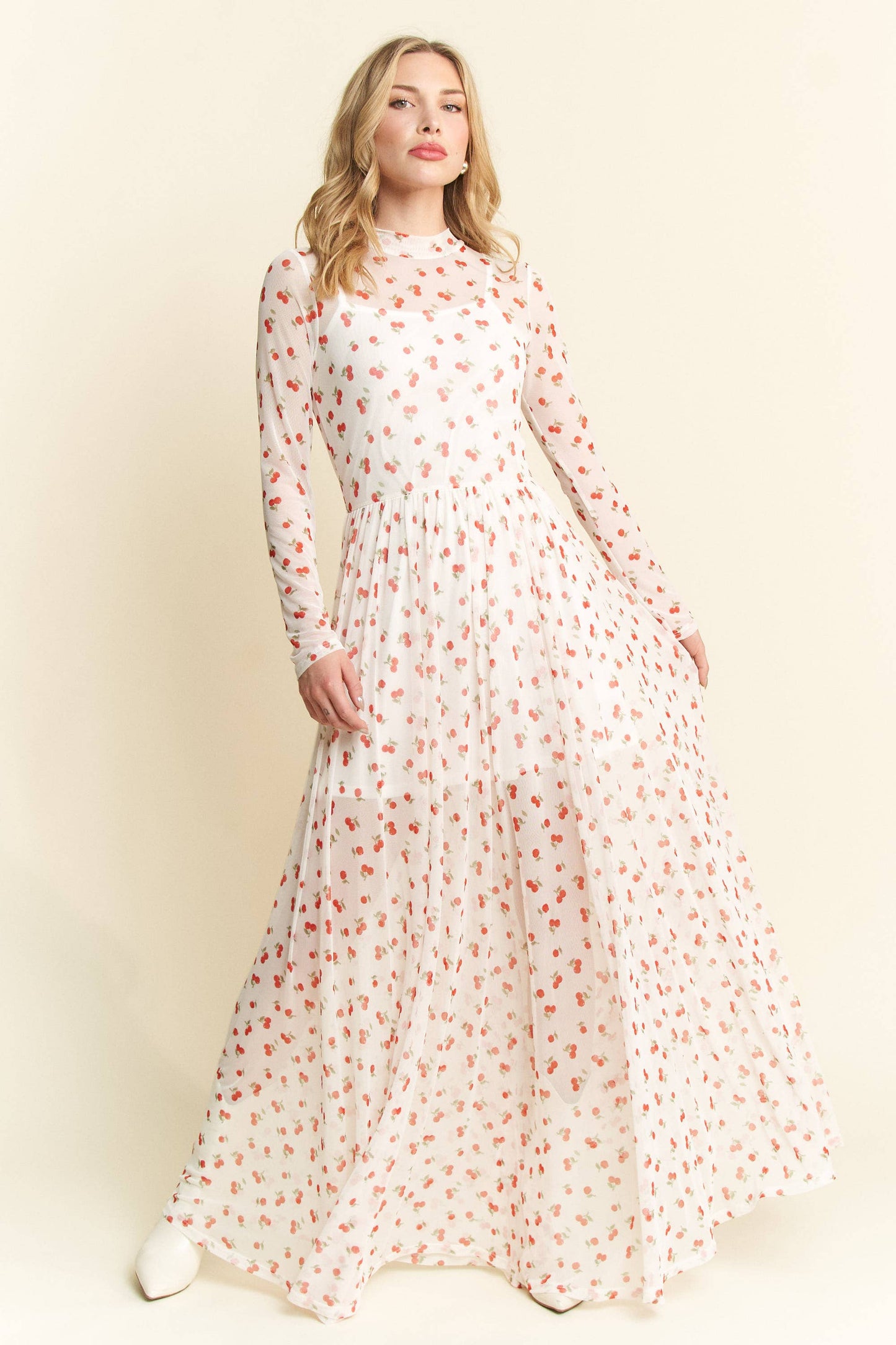 Cherry Print Maxi Dress