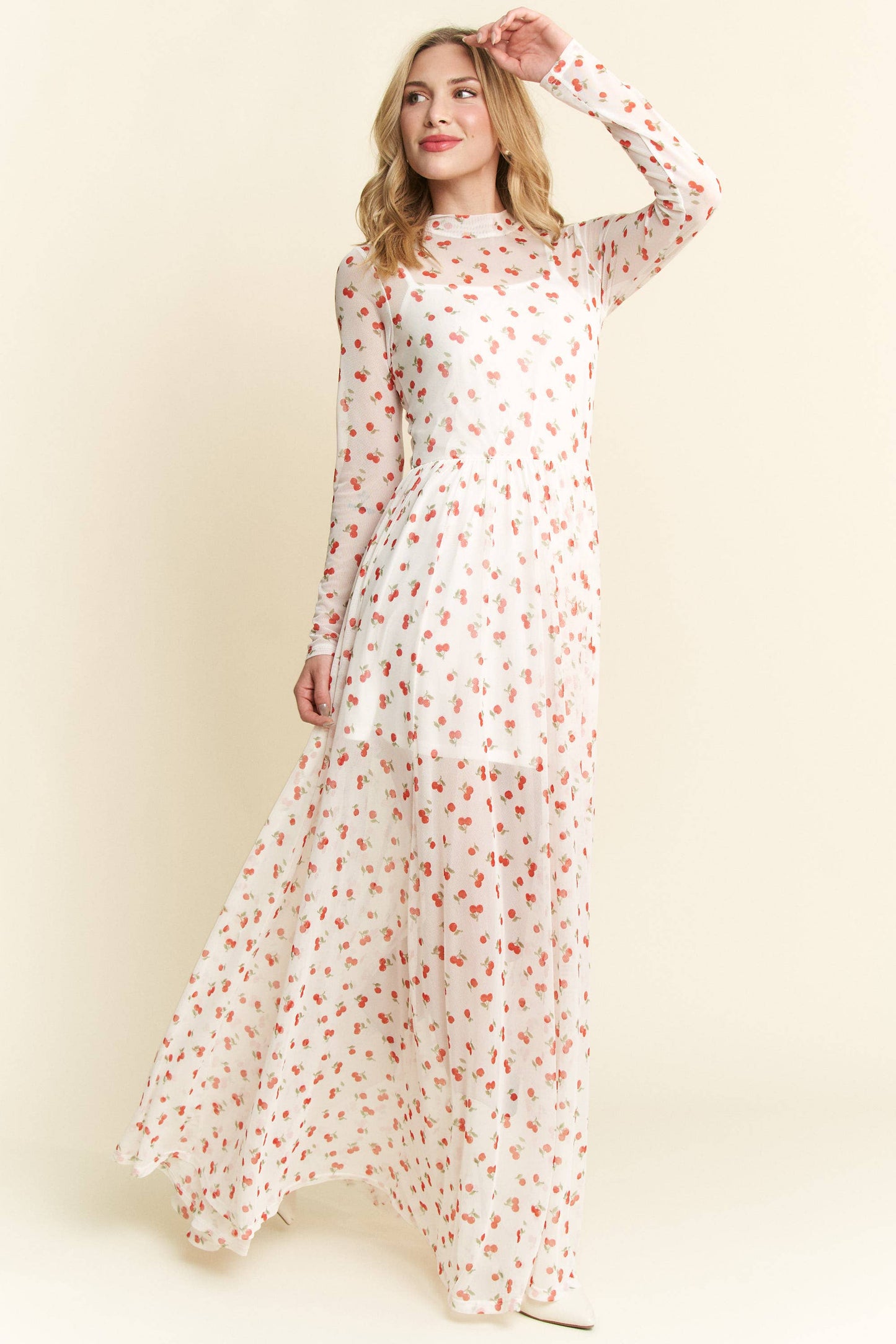 Cherry Print Maxi Dress